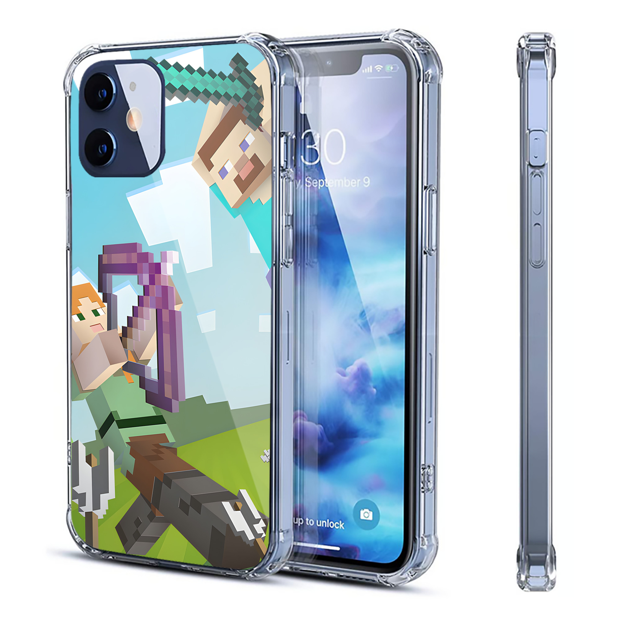 （画像用） マインクラフト ブロックの世界 Minecraft MC Block world 【iPhone 12シリーズ対応】透明スマホケース（クリアソフトケース）